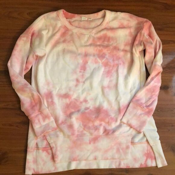 GAP tunic tie-dye pink sweatshirt with slits hi lo xs - Picture 1 of 6